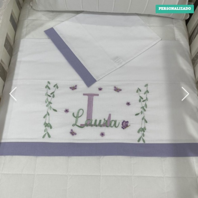 Lençol de Berço 03 Peças Lunenê Baby com Nome Laura