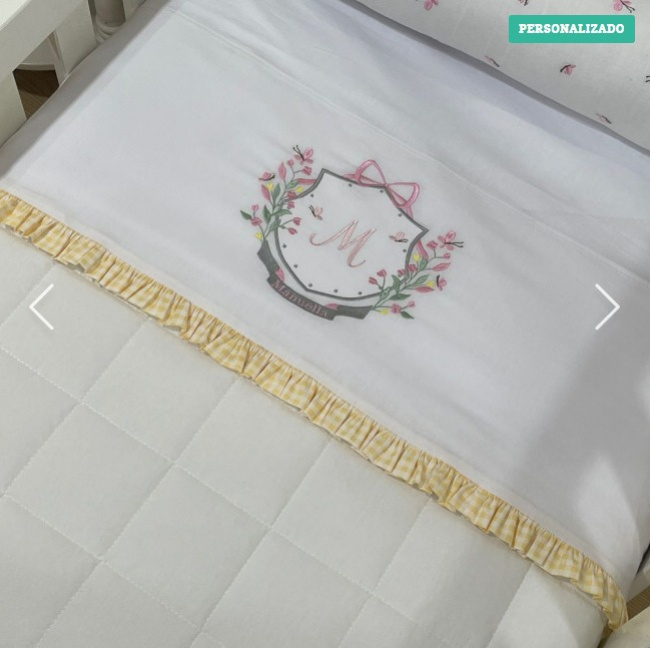 Lençol de Berço 03 Peças Lunenê Baby com o nome Manuella 4468