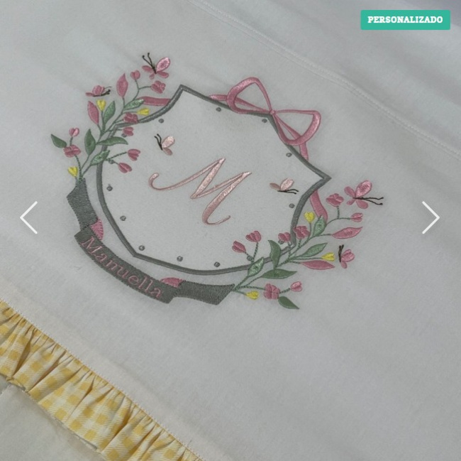 Lençol de Berço 03 Peças Lunenê Baby com o nome Manuella 4468