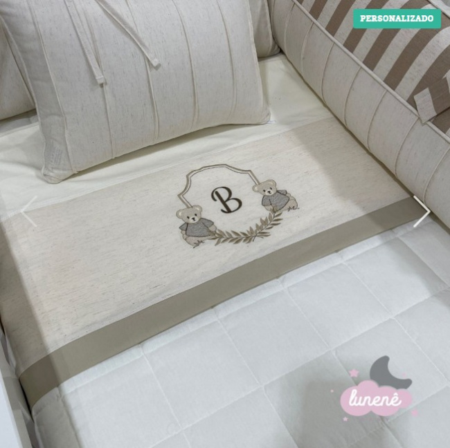 Lençol de Berço 03 Peças Lunenê Baby inicial B 4442