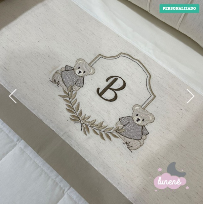 Lençol de Berço 03 Peças Lunenê Baby inicial B 4442
