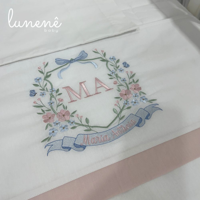 Lençol de Berço 03 Peças Lunenê Baby Maria Antônia 9099