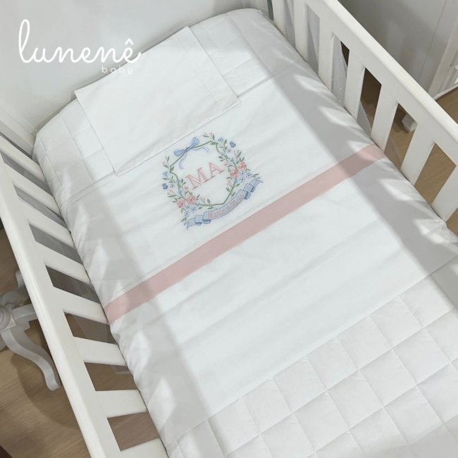 Lençol de Berço 03 Peças Lunenê Baby Maria Antônia 9099