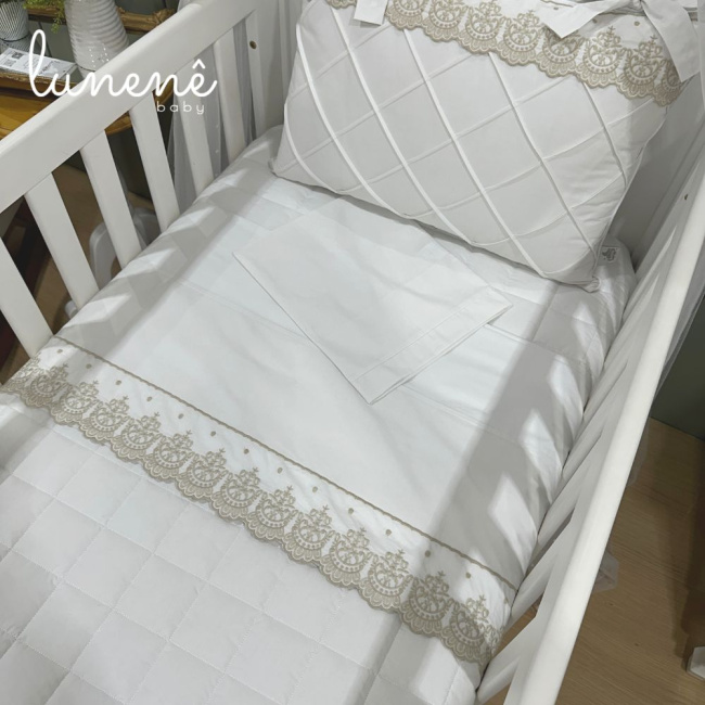 Lençol de Berço 03 Peças Classic Caqui 200 Fios 4543