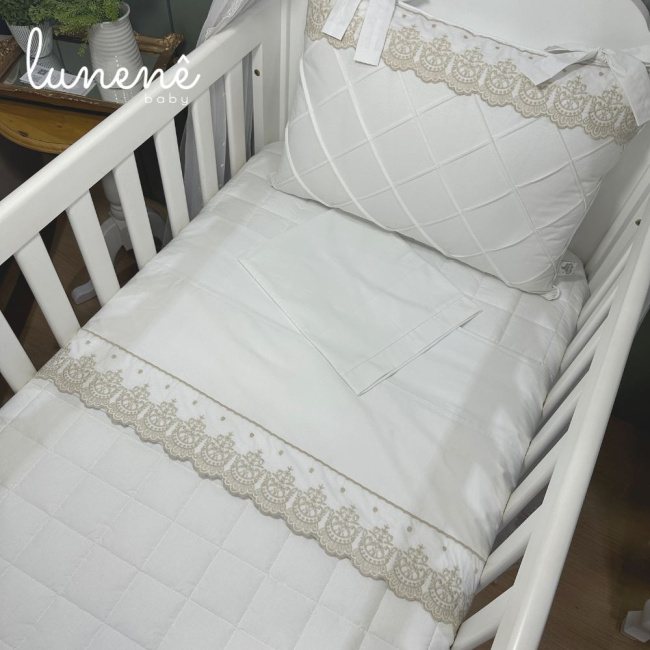 Lençol de Berço 03 Peças Classic Caqui 200 Fios 4543