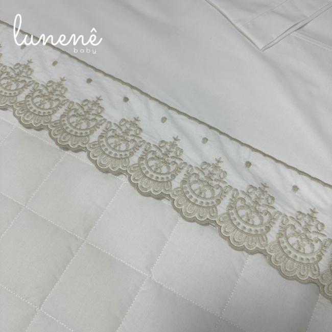 Lençol de Berço 03 Peças Classic Caqui 200 Fios 4543