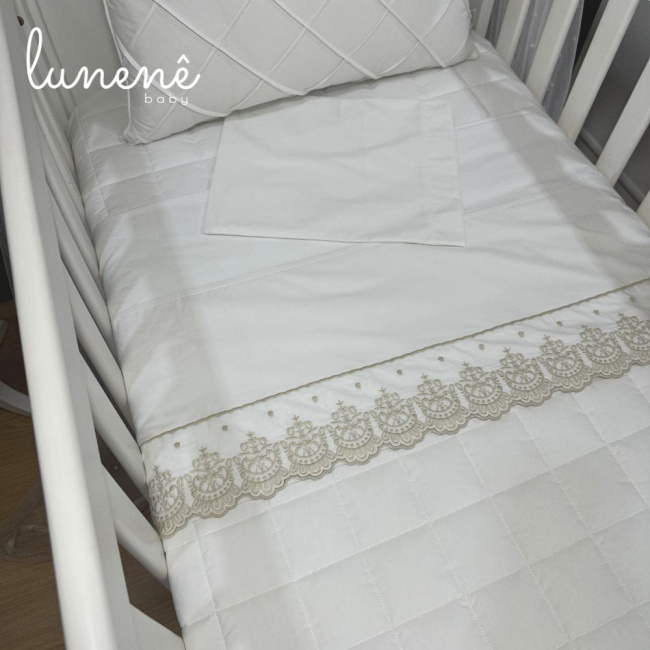 Lençol de Berço 03 Peças Classic Caqui 200 Fios 4543