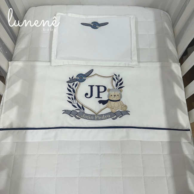 Lençol de Berço 03 Peças Personale Baby 400 Fios Ursinho Aviador 4577