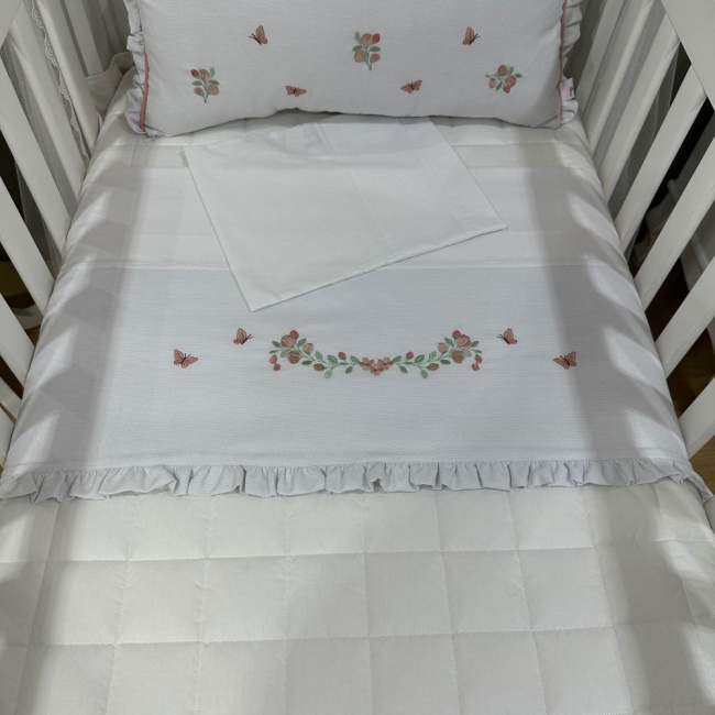 Lençol de Berço 03 Peças Piquezinho Floral 200 Fios 4533