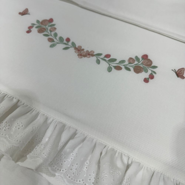 Lençol de Berço 03 Peças Piquezinho Floral 400 Fios 4528