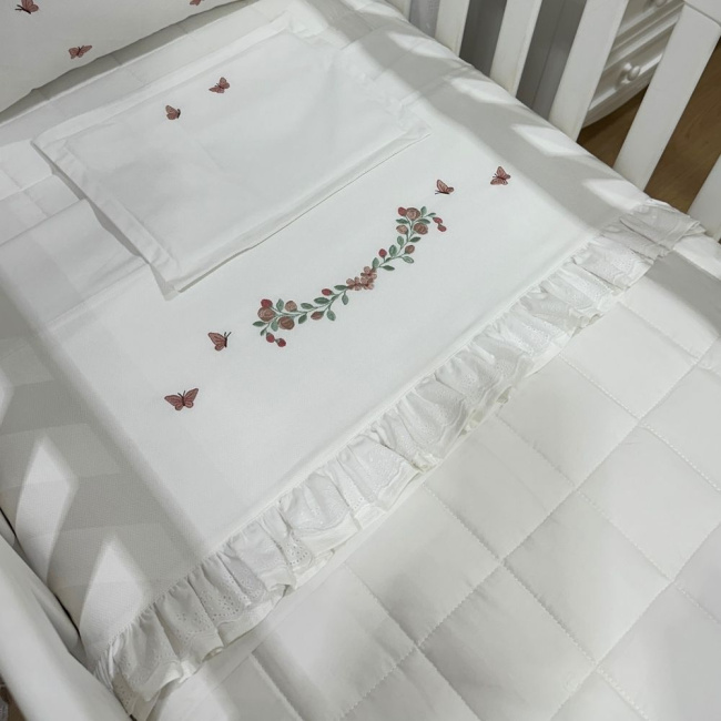 Lençol de Berço 03 Peças Piquezinho Floral 400 Fios 4528