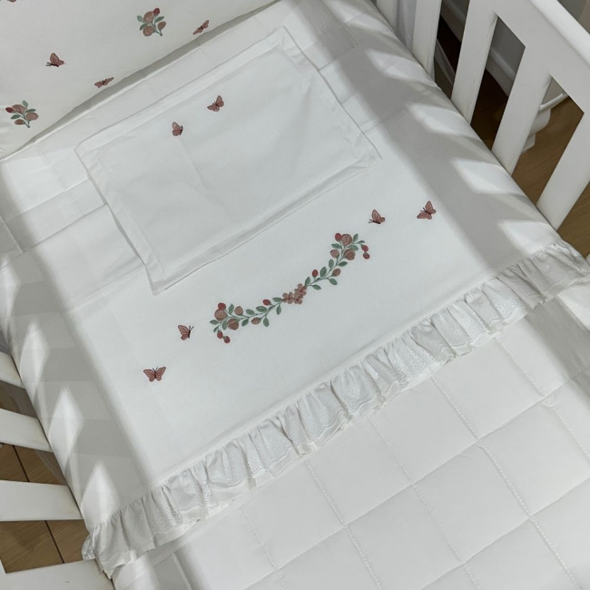 Lençol de Berço 03 Peças Piquezinho Floral 400 Fios 4528