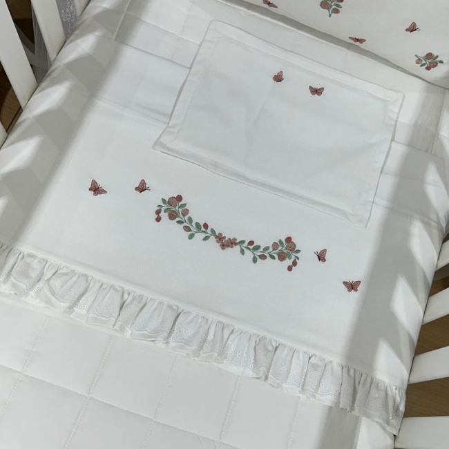 Lençol de Berço 03 Peças Piquezinho Floral 400 Fios 4528