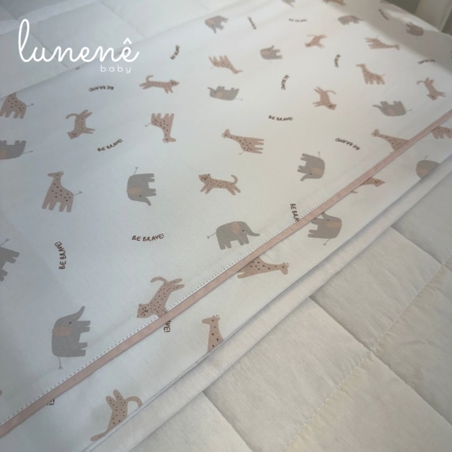 Lençol de Berço 03 Peças Rose Bichinhos 4617