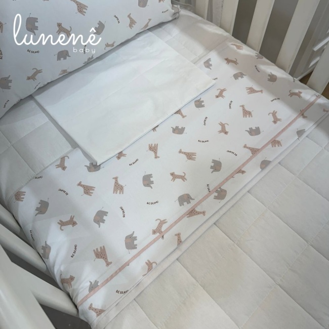 Lençol de Berço 03 Peças Rose Bichinhos 4617