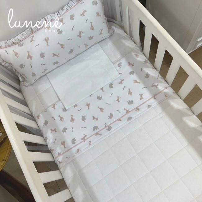 Lençol de Berço 03 Peças Rose Bichinhos 4617