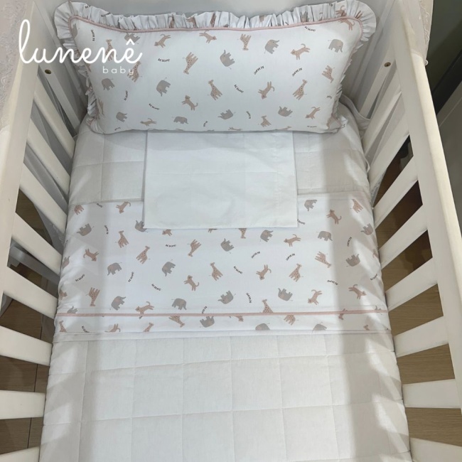 Lençol de Berço 03 Peças Rose Bichinhos 4617