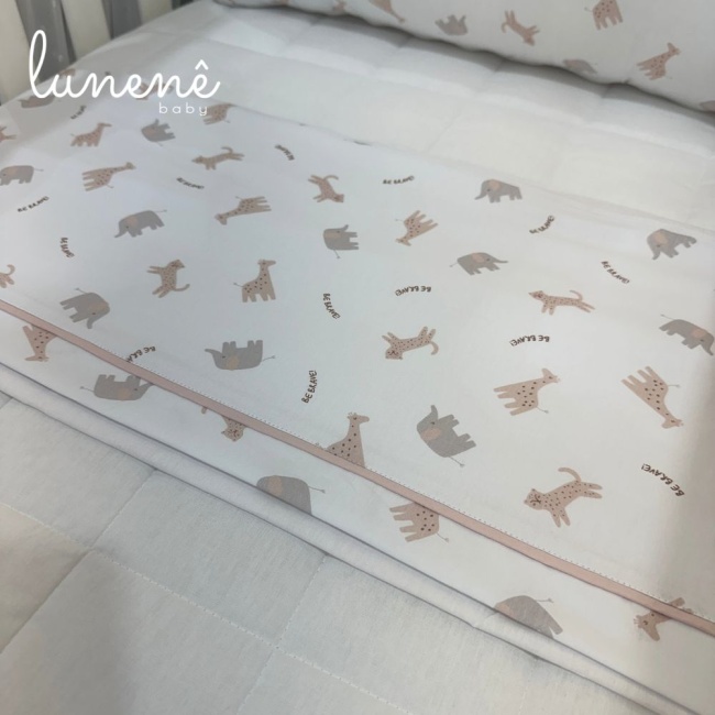Lençol de Berço 03 Peças Rose Bichinhos 4617