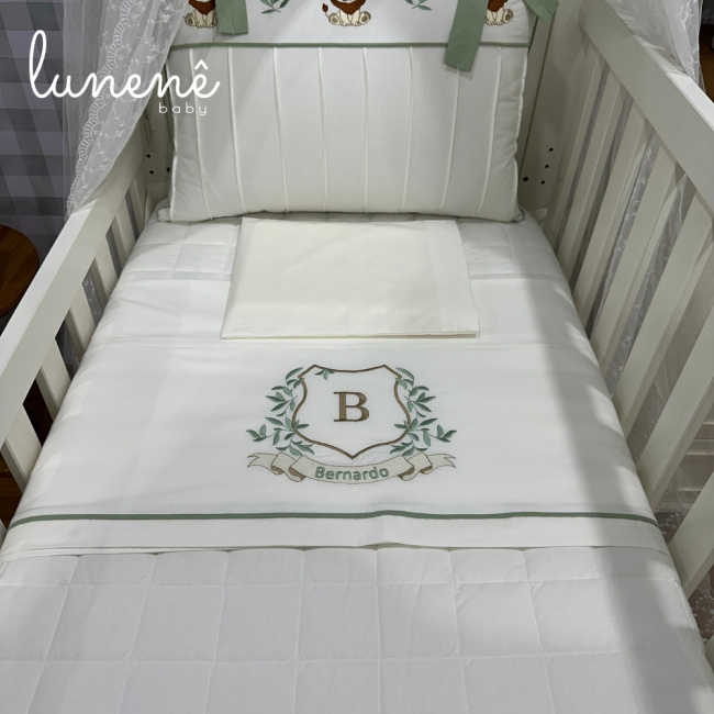 Lençol de Berço 03 Peças Safari Leão Verde 4686
