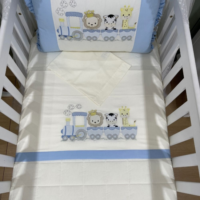 Lençol de Berço 03 Peças Trenzinho Baby 200 Fios 4515