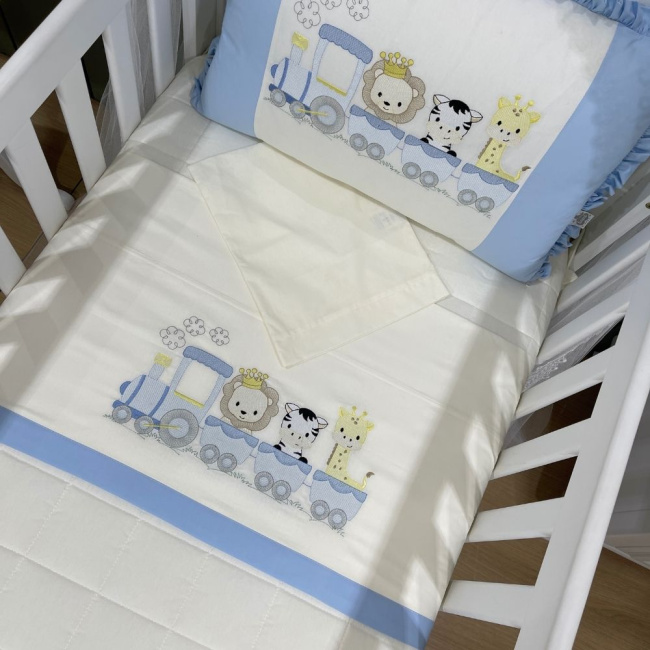 Lençol de Berço 03 Peças Trenzinho Baby 200 Fios 4515