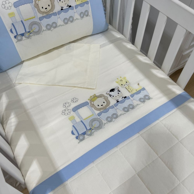 Lençol de Berço 03 Peças Trenzinho Baby 200 Fios 4515