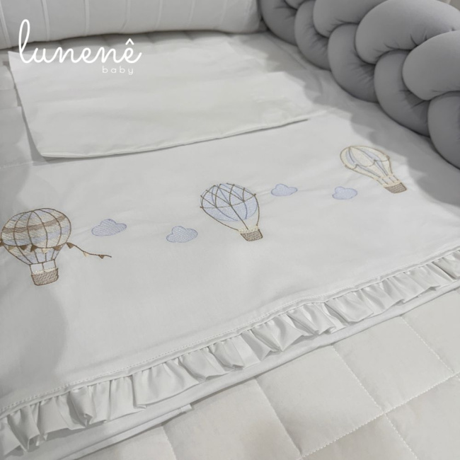 Lençol de Berço 03 Peças Urso Aviador 200 Fios 4578