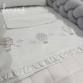 Lençol de Berço 03 Peças Urso Aviador 200 Fios 4578