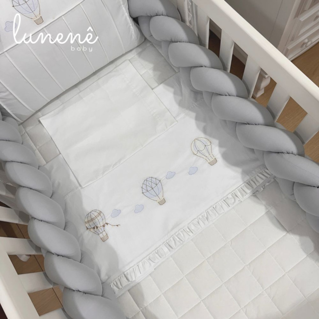 Lençol de Berço 03 Peças Urso Aviador 200 Fios 4578