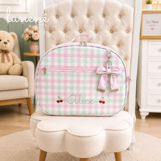 Mala Maternidade Leader Xadrez Rosa 4639