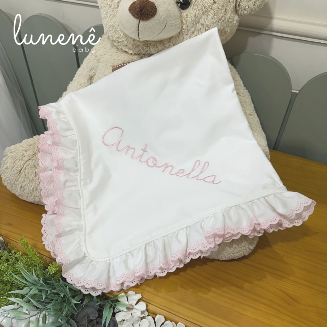 Manta Maternidade com Forro Castelli Rosa 400 Fios 4583