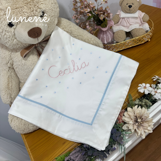 Manta Maternidade Personalizada 400 fios Laços de Cecília 4683