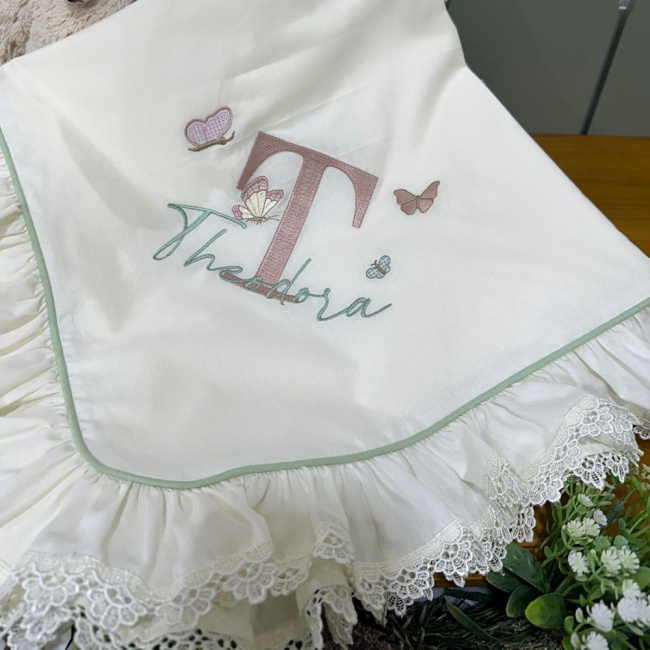 Manta Maternidade Personalizada Borboletas Personale Baby 140 Fios