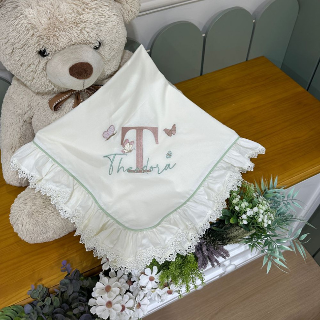 Manta Maternidade Personalizada Borboletas Personale Baby 140 Fios