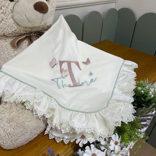 Manta Maternidade Personalizada Borboletas Personale Baby 140 Fios
