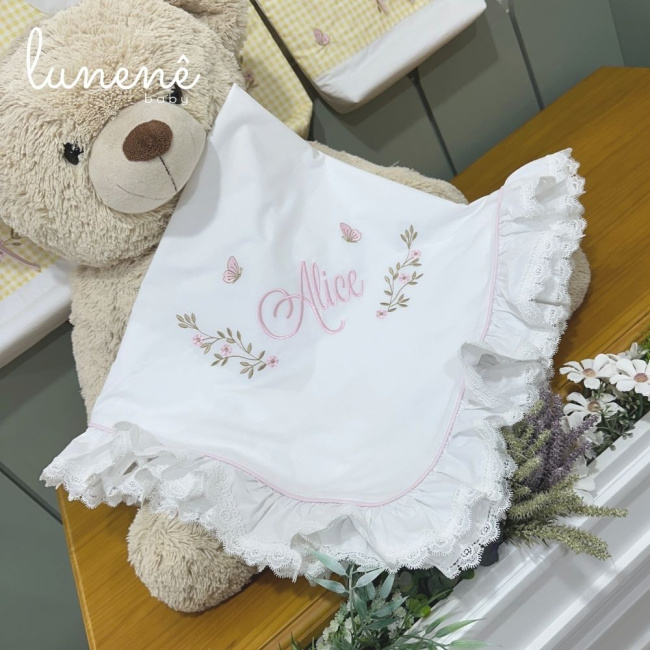 Manta Maternidade Personalizada Jardim Encantado 200 Fios 4556