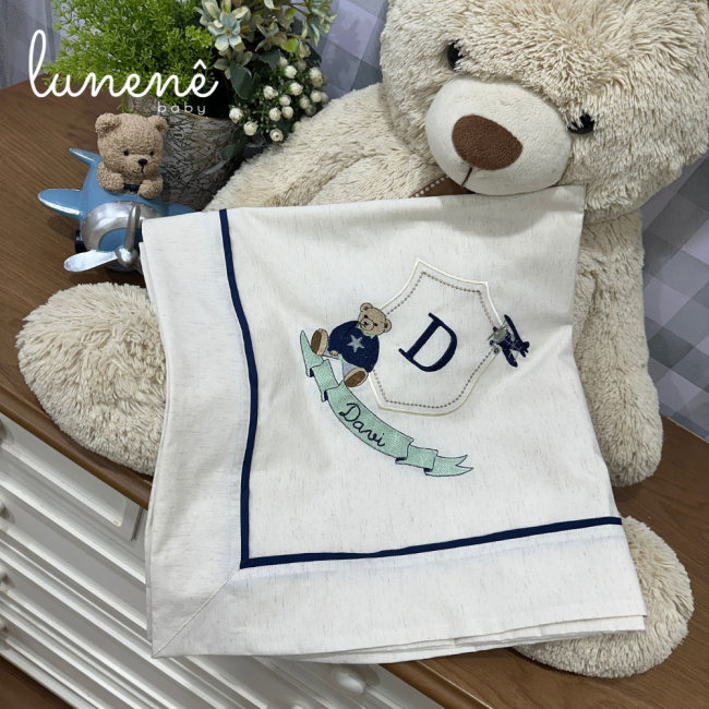 Manta Maternidade Personalizada Ursinho Davi Verde 4682