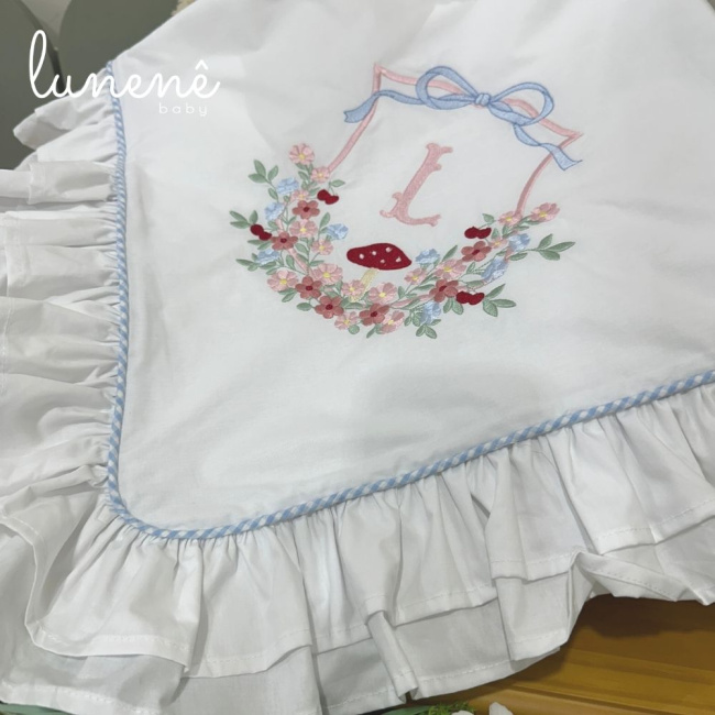 Manta Maternidade Personalizado Azul Xadrez 200 Fios 4599