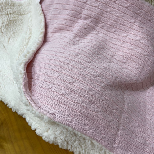 Manta Soft com Tricô Rose Lunene Baby