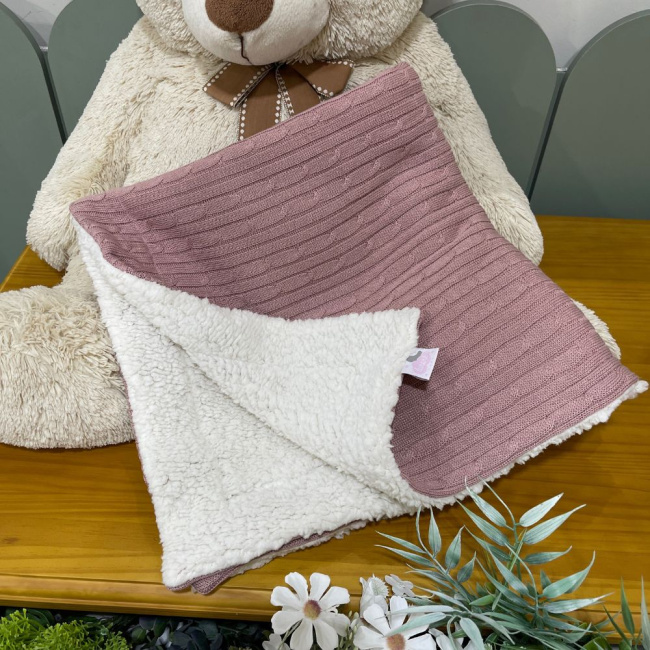 Manta Soft com Tricô Teracota Lunene Baby