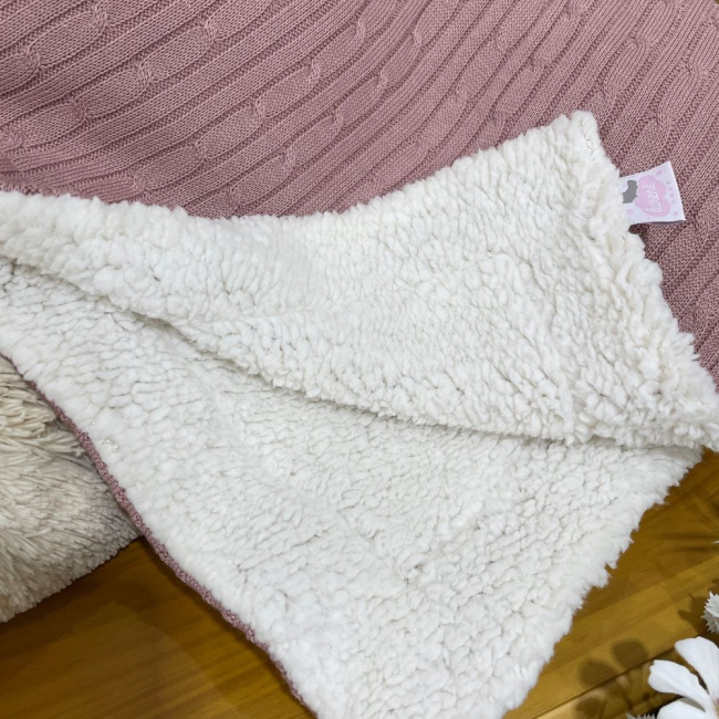 Manta Soft com Tricô Teracota Lunene Baby