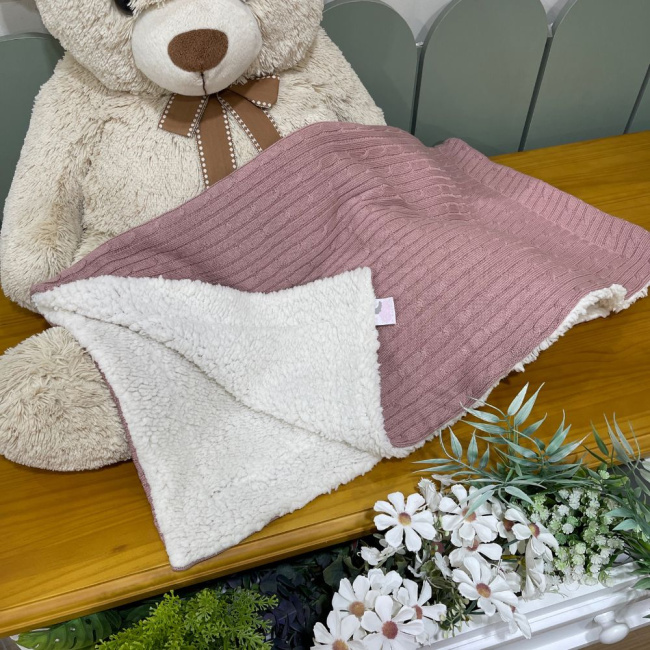 Manta Soft com Tricô Teracota Lunene Baby