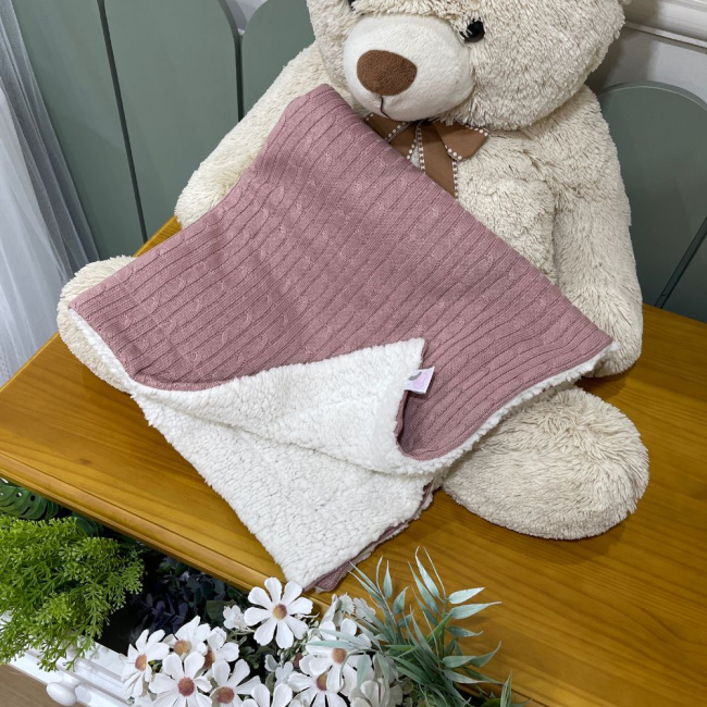 Manta Soft com Tricô Teracota Lunene Baby