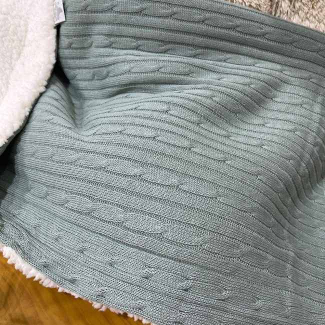 Manta Soft com Tricô Verde Malva Lunene Baby