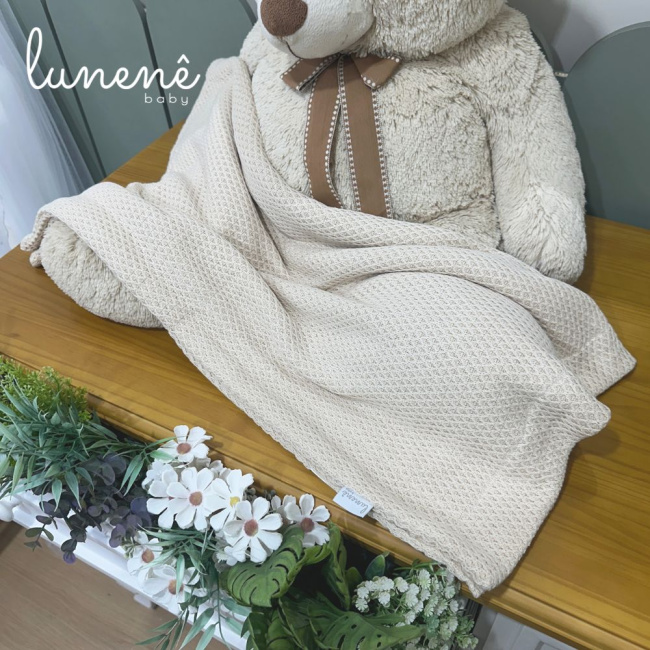 Manta Tricô Colméia Lunenê Baby Castelli Caqui 400 Fios 4579