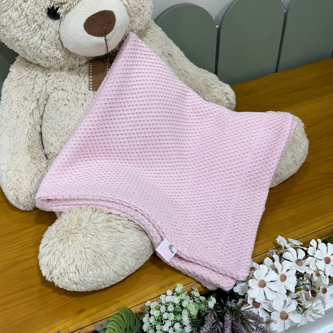Manta Tricô Colméia Rose Lunene Baby
