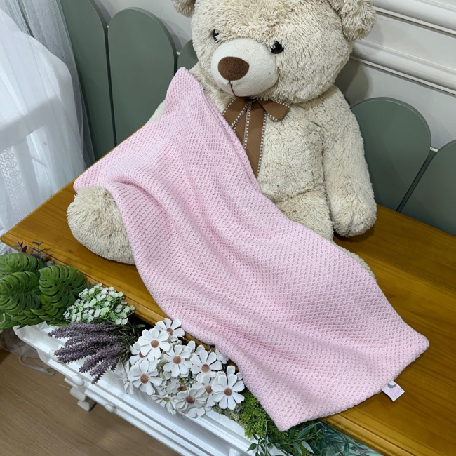 Manta Tricô Colméia Rose Lunene Baby