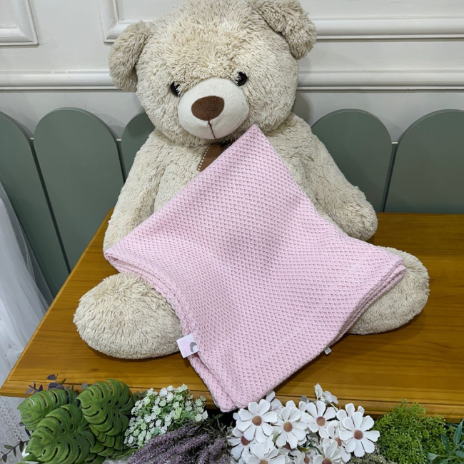 Manta Tricô Colméia Rose Lunene Baby