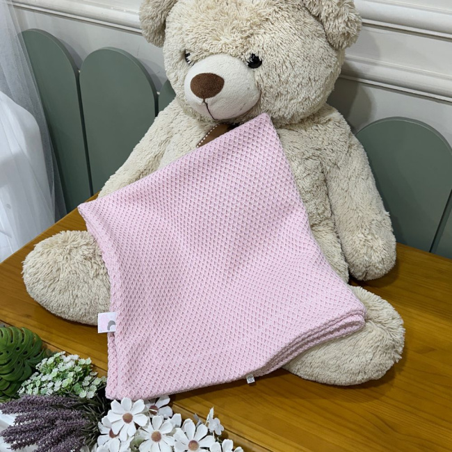 Manta Tricô Colméia Rose Lunene Baby