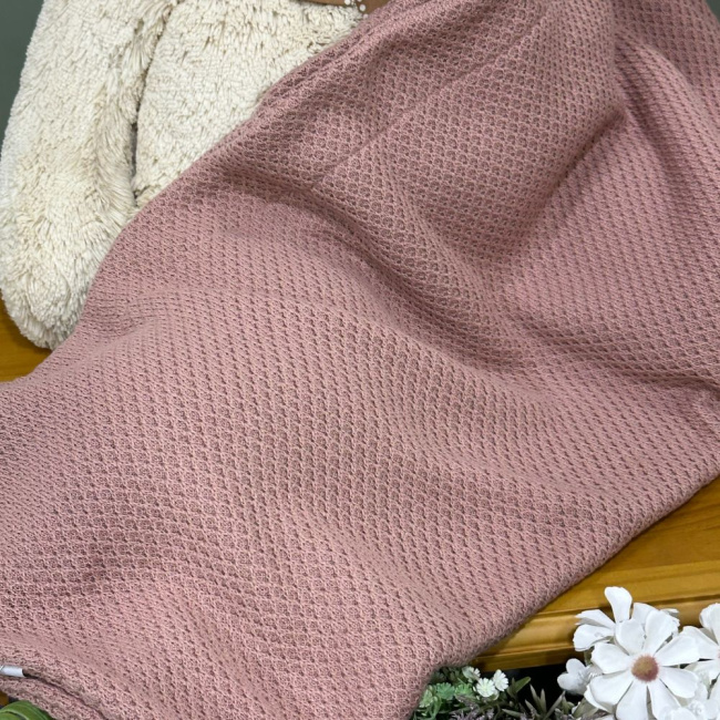 Manta Tricô Colméia Terracota Lunene Baby 4404